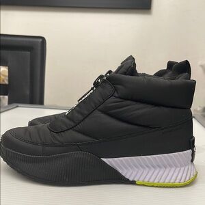 Sorel Black Winter & Rain Ankle Boots with White Accent